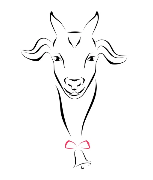 Retrato de arte de linha de tinta de cabra — Vetor de Stock