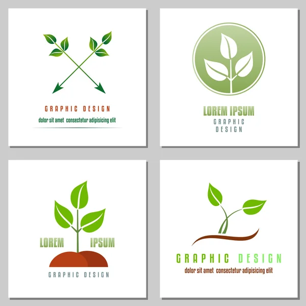 Collection Of Logos Of Green Leaf — Stock Vector