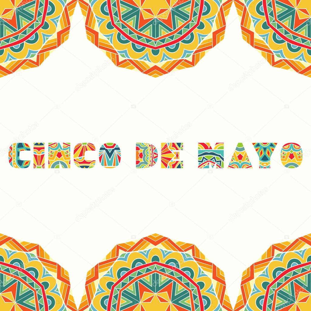Cinco De Mayo Card With Bright Mexican Border