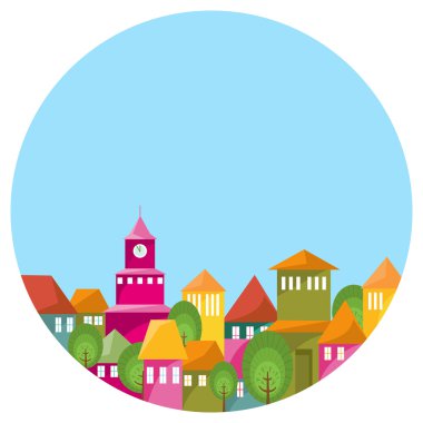 Renkli şehir daire illüstrasyon, yaz