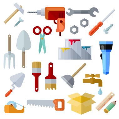 Different Repair Theme Flat Icons On White Background clipart