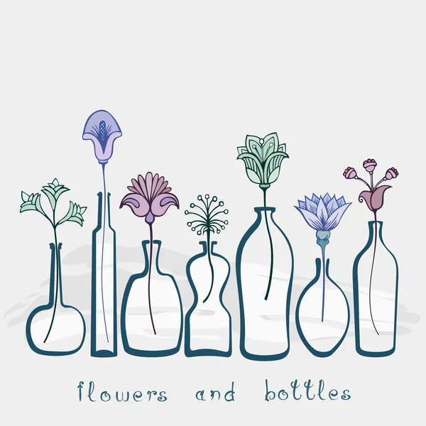 Abstract Flowers And Bottles Background — Stock Vector