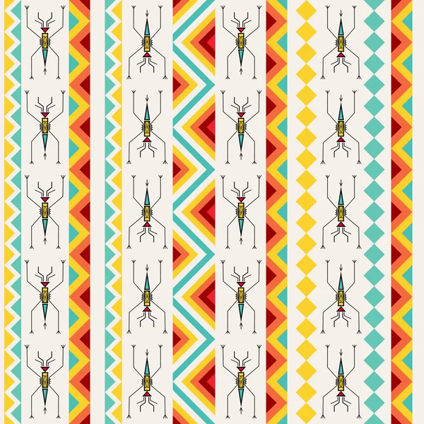 Patrón tribal sin costuras con patinadores abstractos de estanque — Vector de stock