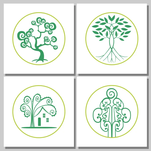 Collection Of Logos Of Green Tree — Stok Vektör