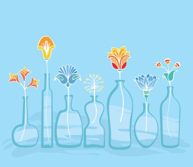 Soyut parlak çiçek ve şişe arka plan