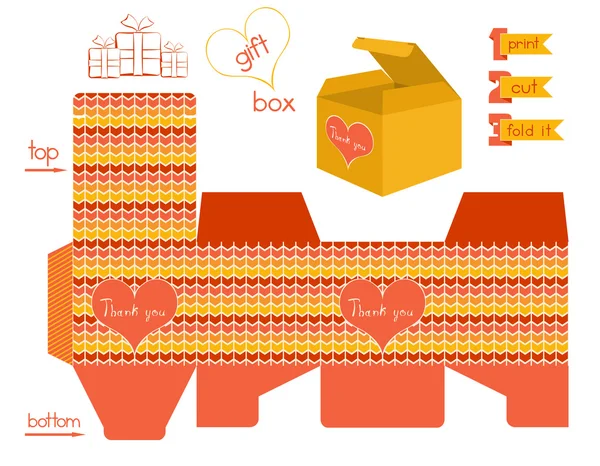 Chevron desenli yazdırılabilir hediye kutusu — Stok Vektör