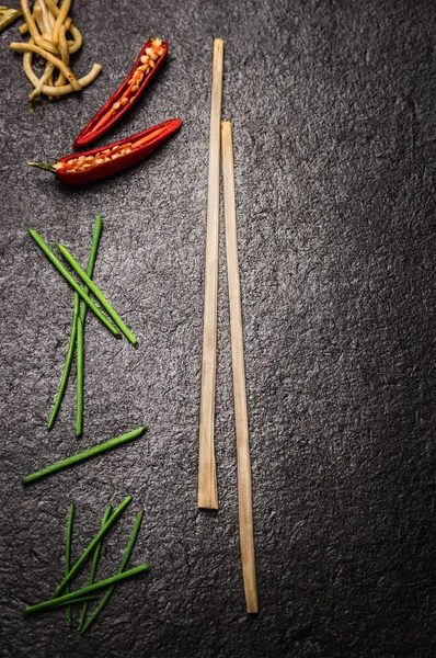 Scuro asiatico cibo sfondo — Foto Stock