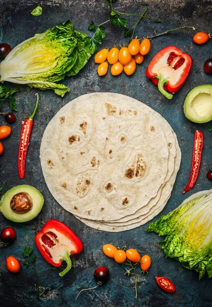 Zutaten für Tacos oder Burrito — Stockfoto