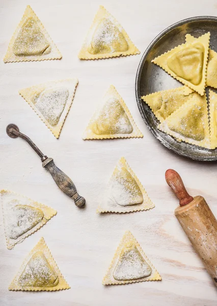 Fresh triangular ravioli — Stock Photo, Image