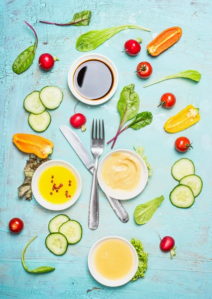 Salad and dressing ingredients — Stock Photo, Image