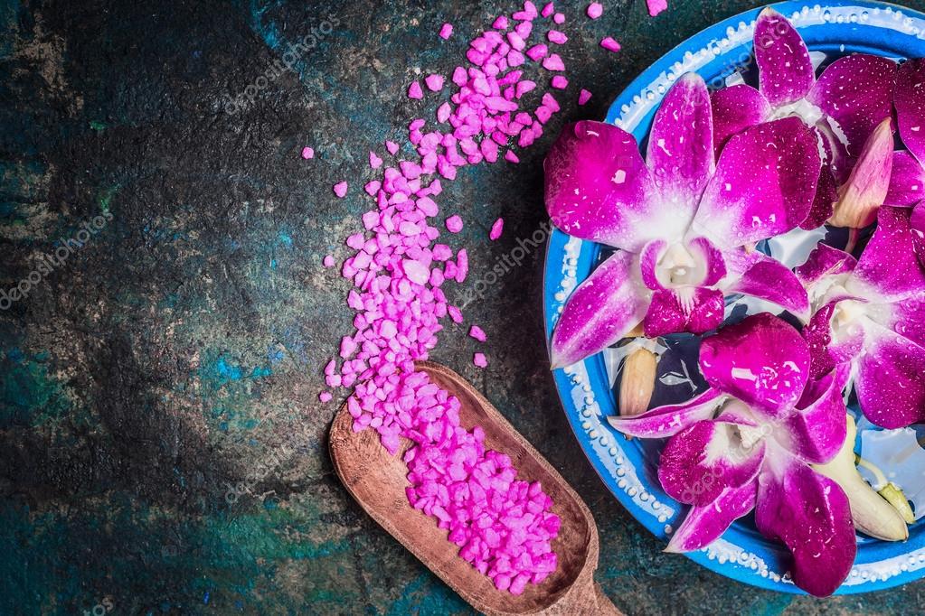 Orchid flowers and sea salt — Stock Photo © Vfotografie 114549348