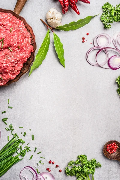 Ground beef with fresh herbs — Stock Photo, Image