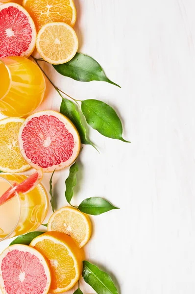 Citrusfrukter med gröna blad — Stockfoto