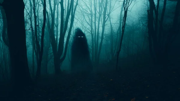 Concepto Sobrenatural Fantasma Con Ojos Brillantes Flotando Sobre Suelo Espeluznante — Foto de Stock