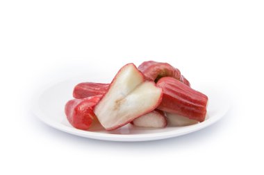 Rose Apple or Chomphu on dish isolated White background