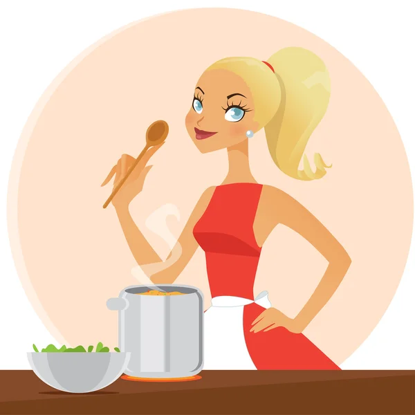 Hausfrau kochen — Stockvektor