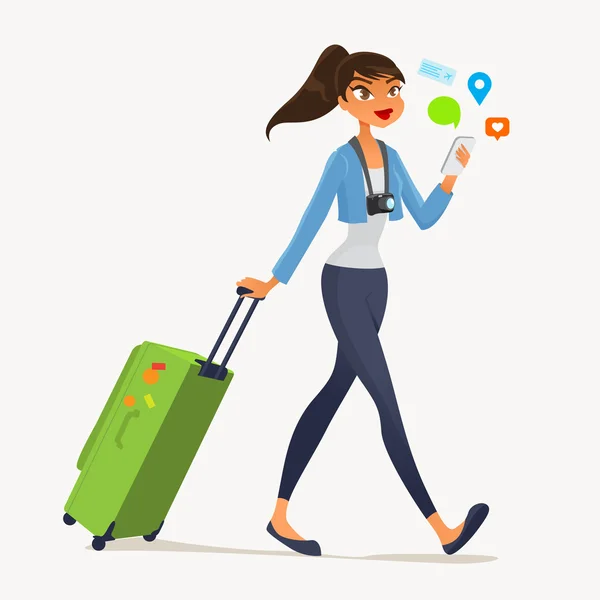 Traveling girl Stock Illustration