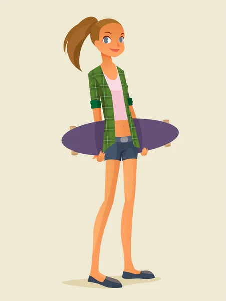 Cute hipster girl on longboard Royalty Free Stock Illustrations