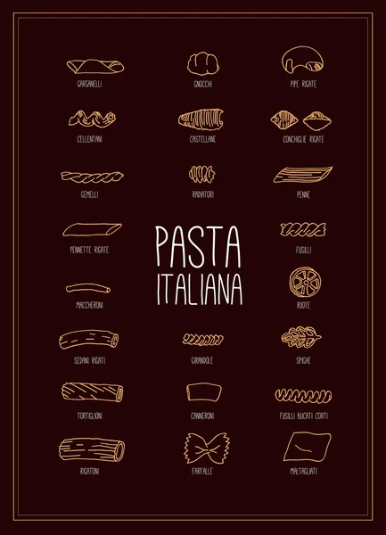 Poster dengan pasta Italia ditata Stok Ilustrasi Bebas Royalti