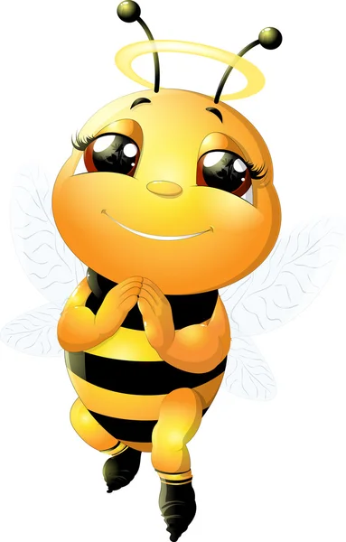 Abeja sobre un fondo blanco — Vector de stock