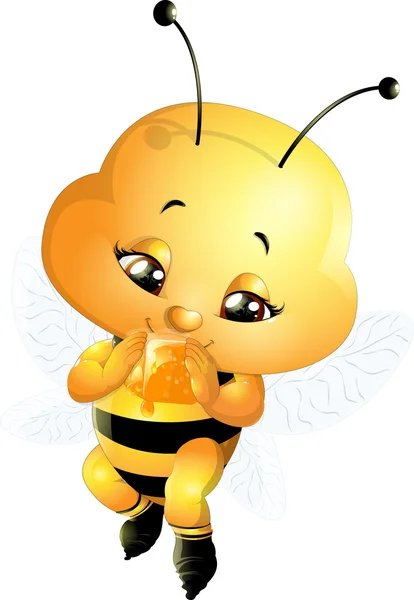 Бджола на білому тлі — стоковий вектор