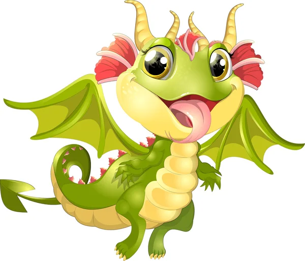 Hermoso dragón sobre un fondo blanco — Vector de stock