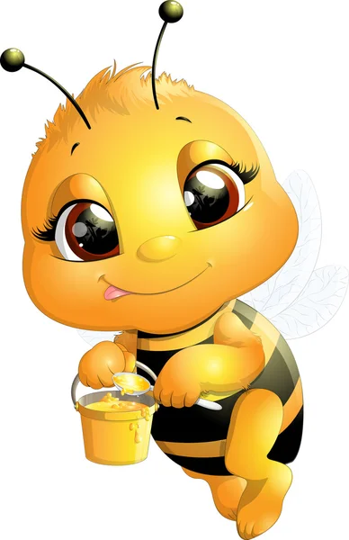 Abeja sobre un fondo blanco — Vector de stock