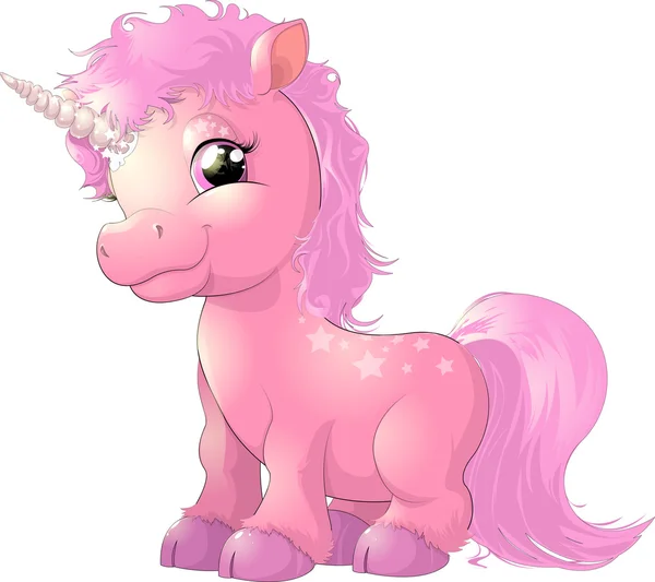 Beautiful pink unicorn — Stock Vector