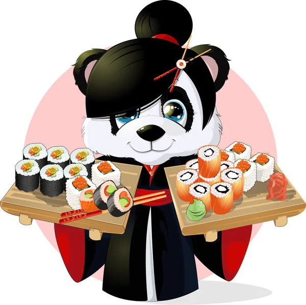 Sushi de Panda — Vector de stock
