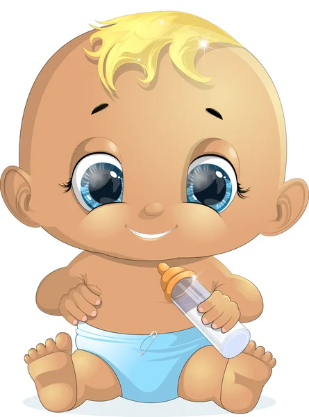 Small baby with a bottle — Stock Vector