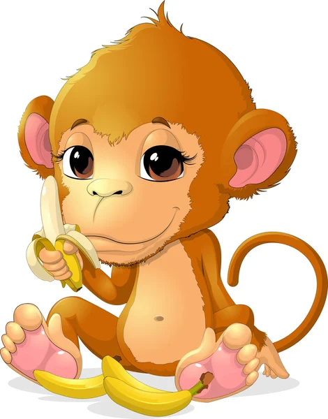 Belo macaco que detém bananas — Vetor de Stock