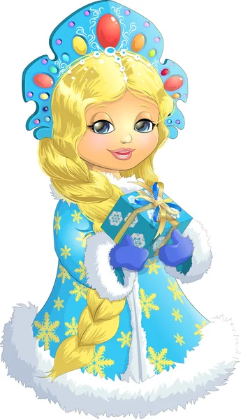 Beyaz bir arka plan üzerinde güzel kar kızlık