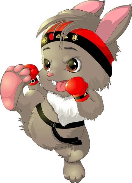 Beyaz bir arka plan güzel karate bunny