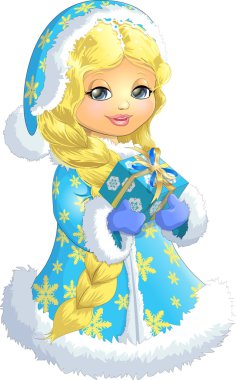 Beyaz bir arka plan üzerinde güzel kar kızlık