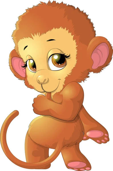 Monkey sitting on a white background — Stock Vector