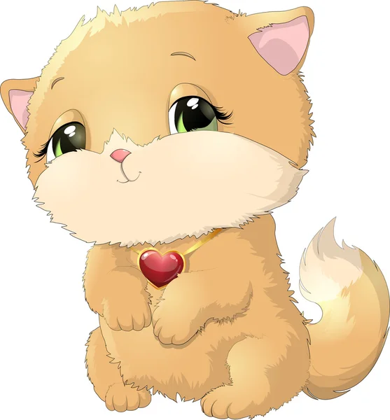 Hermoso gatito sobre un fondo blanco — Vector de stock