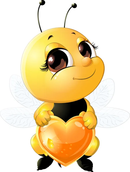 Abeja sosteniendo un corazón — Vector de stock