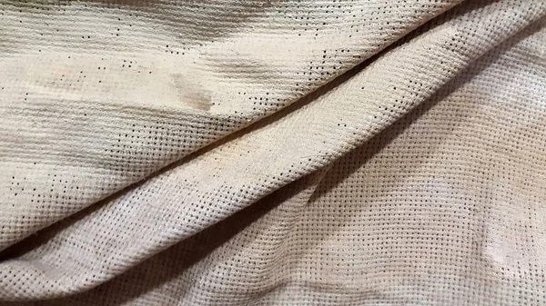Crumpled Dirty Burlap Vintage Background Coarse Pleated Fabric — Stock Photo, Image