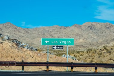 NEVADA, USA - CIRCA 2011: road sign with Las Vegas direction in Nevada, USA circa summer 2011.