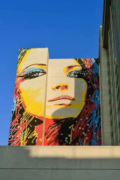 LOS ÁNGELES - CIRCA 2011: pintura de arte callejero de un rostro femenino en el centro de Los Ángeles, California, EE.UU. hacia el verano de 2011 . —  Fotos de Stock