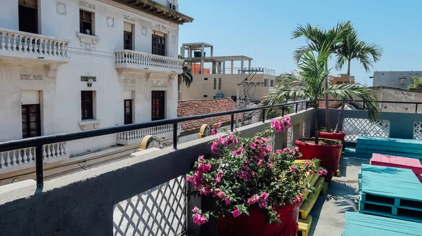 Santa Marta Kolumbien Circa März 2020 Dachterrasse Stadtzentrum Mit Spanischer — Stockfoto