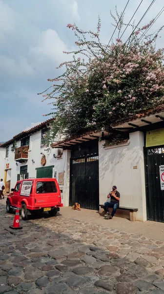 Villa Leyva Colombia Circa Marzo 2020 Puerta Mansión Con Flores — Foto de Stock