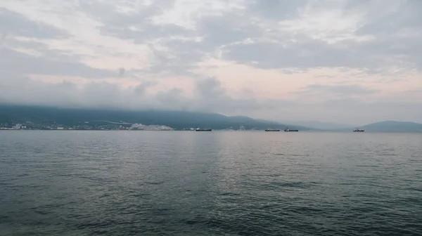 Novorossiysk Russia September Circa 2020 Pemandangan Laut Hitam Pelabuhan Novorossiysk — Stok Foto