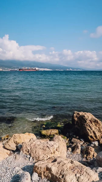 Novorossiysk Russia Circa September 2020 View Black Sea Big Rocks 免版税图库图片