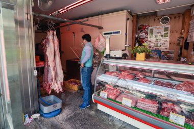 Kasaplık mağaza Bukchon Hanok Köyü, Seul, Kore