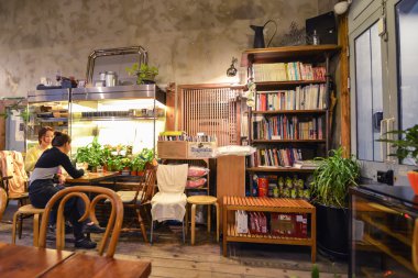Seul merkezinde rahat kafe iç