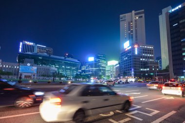 Seul Merkez park gece zaman binaları