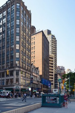NEW YORK, CIRCA 2014 - Street and the entrance to Columbus circle metro station In New York City, NY, USA