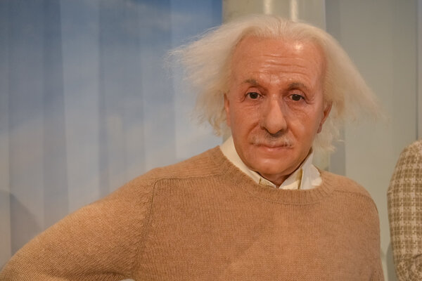 Wax portrait of Albert Einstein at Madame Tussaud's museum in New York