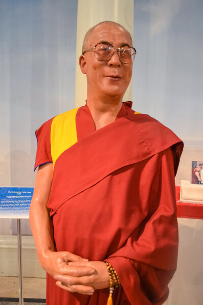 Wax portrait of Dalai Lama at Madame Tussaud's museum in New York